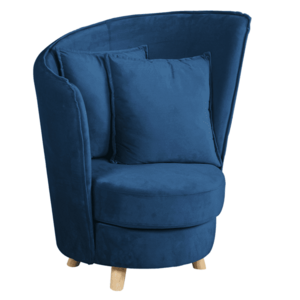 Fotel Art Deco stílusban, kék Velvet anyag/tölgy, ROUND kép