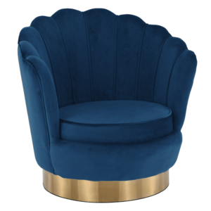 Dizájn fotel, kék Velvet szövet/arany, ROLIO kép
