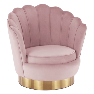 Dizájn fotel, világos rózsaszín Velvet szövet/arany, ROLIO kép