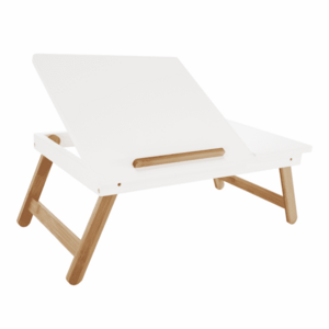 Notebook asztal/táblagép tartó, fehér/természetes bambusz, MELTEN kép