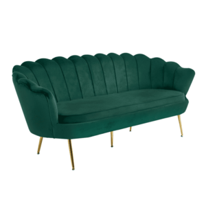 Luxus heverő, 3-as ülés, smaragd Velvet szövet/króm arany, Art-deco stílus, NOBLIN kép