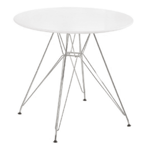 Étkezőasztal, króm/MDF, fehér extra magasfényű HG, átmérő 80 cm, RONDY NEW kép