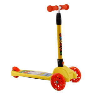 Gyerek roller, LED kerekek, alumínium/műanyag, sárga/narancssárga, LAOMA kép