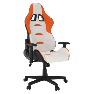 Irodai/gamer szék, fehér/narancssárga/fekete, ASKARE kép