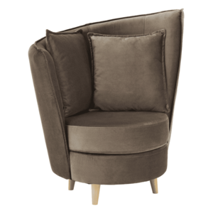 Fotel Art Deco stílusban, taupe barnásszürke Paros szövet/tölgy, ROUND NEW kép