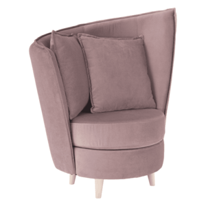 Fotel Art Deco stílusban, rózsaszín Kronos szövet/tölgy, ROUND NEW kép
