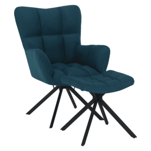 Dizájnos forgó fotel lábtartóval, petróleum zöld/fekete, KOMODO TYP 2 kép