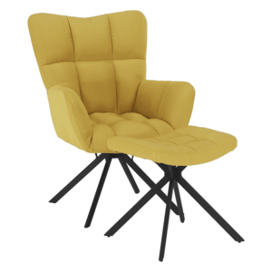 Dizájnos forgó fotel lábtartóval, sárga/fekete, KOMODO TYP 2 kép