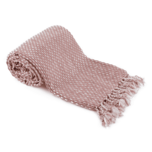 TEMPO-KONDELA TAVAU, kötött takaró bojttokkal, fáradt rózsaszín/mintás, 150x200 cm kép