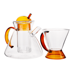 TEMPO-KONDELA KONVO, teáskanna szűrővel és csészével, 500 + 180 ml, üveg kép