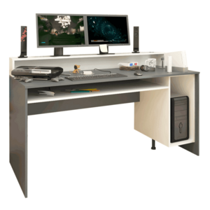 Számítógépasztal/gamer asztal, grafit/fehér, TEZRO NEW kép