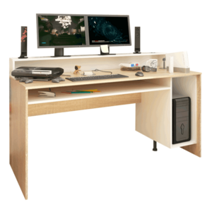 Számítógépasztal/gamer asztal, sonoma tölgy/fehér, TEZRO NEW kép