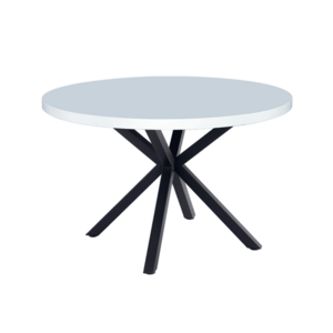 Étkezőasztal, fehér matt/fekete, átmérő 120 cm, MEDOR kép