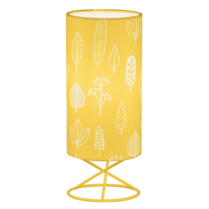 Asztali lámpa, fém/sárga textil lámpaernyő, AVAM kép