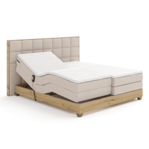 Elektromos állítható ágy, boxspring, bézs/artisan tölgy, 160x200, TIANA kép