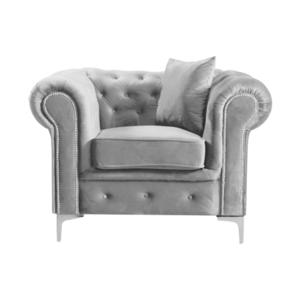 Luxus fotel, világosszürke Velvet szövet, ROMANO kép