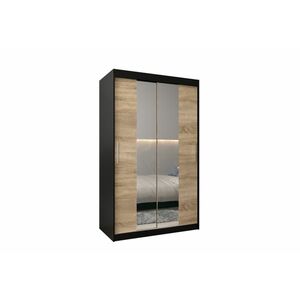 MORI 3 ruhásszekrény, 120x200x62, fekete/tölgy sonoma kép