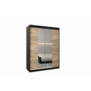 MORI 3 ruhásszekrény, 150x200x62, fekete/tölgy sonoma kép