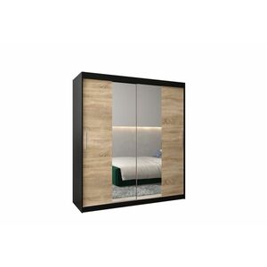 MORI 3 ruhásszekrény, 180x200x62, fekete/tölgy sonoma kép