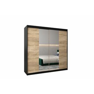 MORI 3 ruhásszekrény, 200x200x62, fekete/tölgy sonoma kép