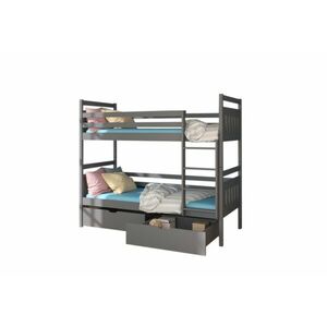 PANDA gyermek emeletes ágy nyomtatással + 2x matrac, 80x180, szürke kép