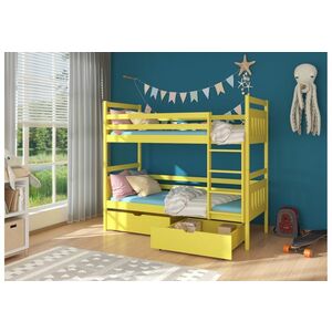 PANDA gyermek emeletes ágy nyomtatással + 2x matrac, 80x180, sárga kép