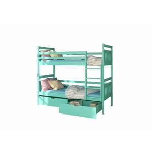 PANDA gyermek emeletes ágy nyomtatással + 2x matrac, 80x180, zöld kép