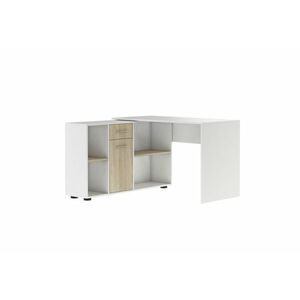 ELISEA íróasztal, 121, 4x75, 3x120, fehér/tölgy sonoma kép