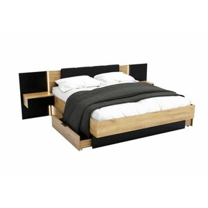 DOTA francia ágy + ágyrács és éjjeli szekrények, 160x200, tölgy Kraft zlatý/fekete kép