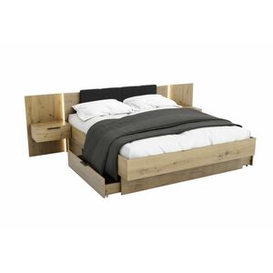 DOTA francia ágy + ágyrács + matrac DE LUX + éjjeli szekrények, 160x200, tölgy artisan kép