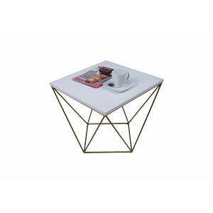DAMA dohányzóasztal, 50x45x50, arany/fehér kép