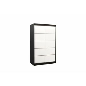 LISO tolóajtós szekrény, 120x200x58, fekete/fehér + LED kép