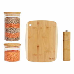 Fűszerőrlő, vágódeszka és élelmiszertartó készlet 4 db-os – Bonami Essentials kép