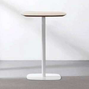 Bárasztal, tölgy/fehér, MDF/fém, átmérő 60 cm, HARLOV kép