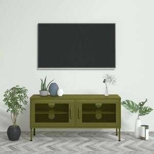 vidaXL olívazöld acél TV-szekrény 105 x 35 x 50 cm kép