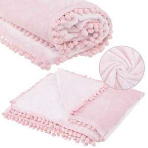 Springos Pomponos plüss ágytakaró, 200x220 cm, rózsaszín kép