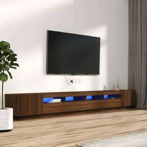 vidaXL 3 részes barna tölgyszínű fa TV-szekrény szett LED-lámpákkal kép