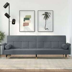 vidaXL sötétszürke bársony kanapéágy párnákkal kép