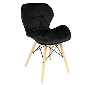 Skandináv stílusú szék, bársony, fekete és natúr, 46x50x73 cm, Velvet kép