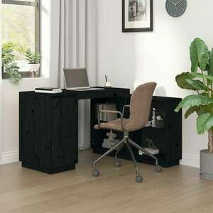 vidaXL fekete tömör fenyőfa íróasztal 110x50x75 cm kép