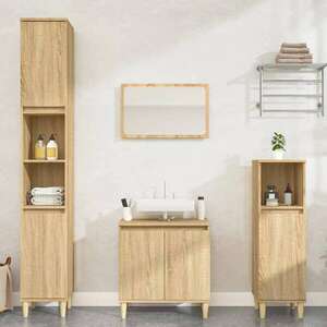 vidaXL 3 részes sonoma tölgyszínű szerelt fa fürdőszobai bútorszett kép