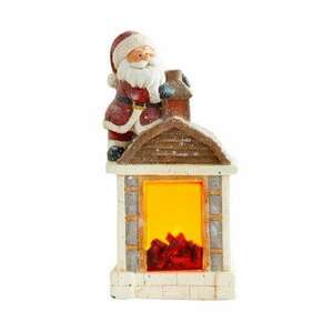 Karácsonyi dekoráció, kerámia, Mikulás kandallóval, LED, 3xAA, 27... kép