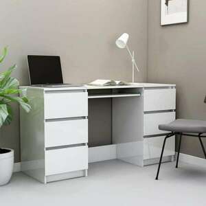 vidaXL magasfényű fehér forgácslap íróasztal 140 x 50 x 77 cm kép