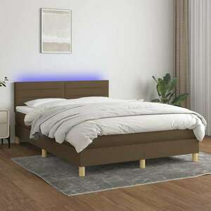 vidaXL barna szövet rugós és LED-es ágy matraccal 140x200 cm kép