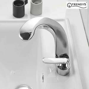Fürdőszoba mosogató csaptelep, TRENDY S, szatén rozsdamentes acél kép