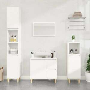 vidaXL fehér szerelt fa fürdőszobaszekrény 30 x 30 x 190 cm kép