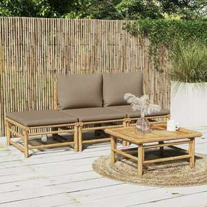 vidaXL 4 részes bambusz kerti ülőgarnitúra tópszínű párnákkal kép