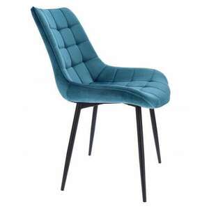 Skandináv stílusú szék, metál, bársony, kék, 53x63x83 cm, Ködös kép