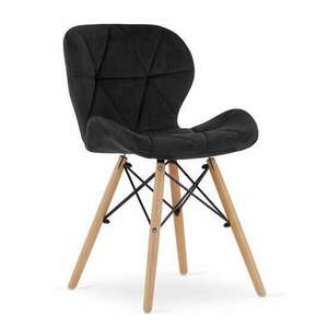 Skandináv stílusú szék, Artool, Lago, bársony, fa, fekete, 48x43x74 cm kép