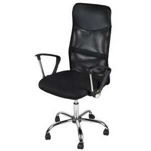 Irodai szék, forgó, dönthető funkció, háló, acél, fekete, max 130... kép